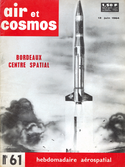 Couverture du n°61 (13 juin 1964) d'Air et Cosmos, dessinée par Calude Pascal.