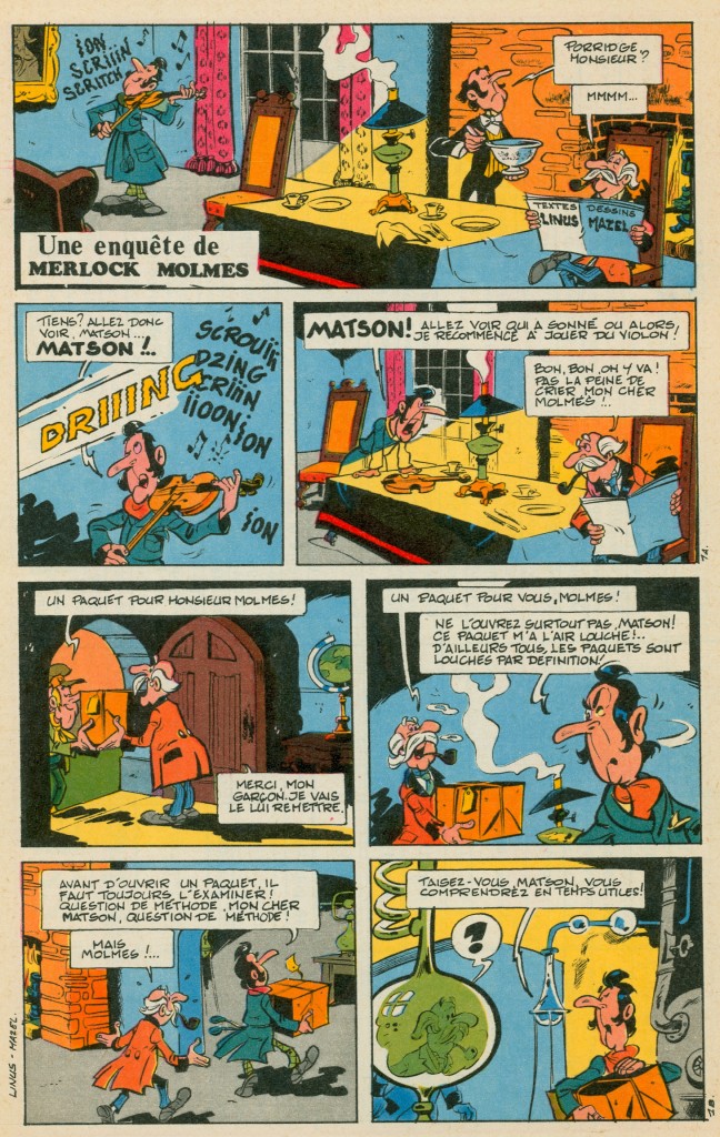 Total Journal n°15 (Mazel et Linus) « Une aventure de Merlock Molmes » par Luc Mazel et Linus, au n°15 de Total Journal (juillet 1968).,