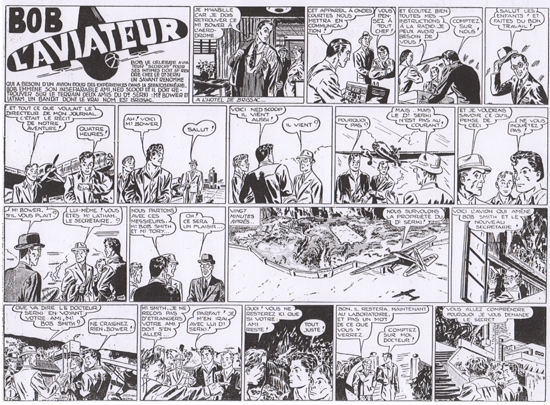 Cinq autres strips crayonnés par Kirby, intervenant plus tard dans l'histoire (malheureusement sans indications de dates). Reproduit à partir du récit complet collection Les Belles Aventures n°48 (éditions Mondiales, 1e trimestre 1946).