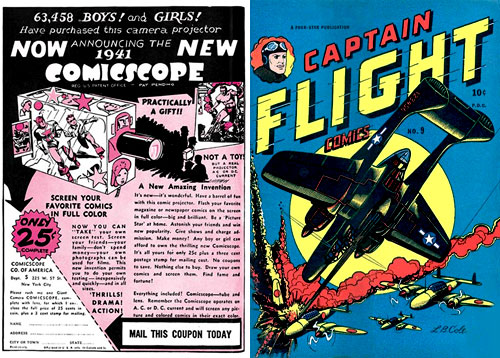 Une publicité pour Comicscope + Captain Flight Comics.