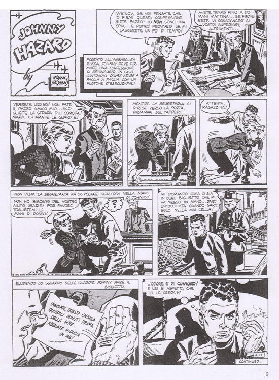 34 Sunday Pages du 13/4, 20/4, 27/4 et 25/5/58 de «Johnny Hazard », layoutés par Jack. Source : Smack n°6 (1968)