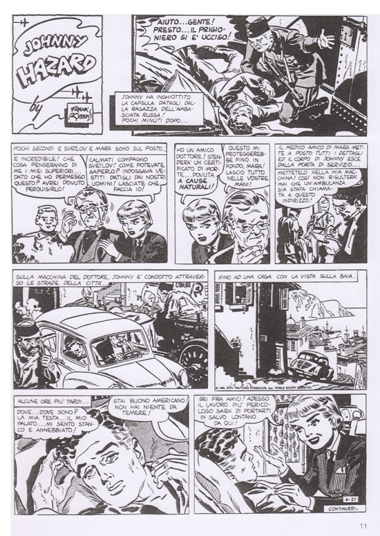 36 Sunday Pages du 13/4, 20/4, 27/4 et 25/5/58 de «Johnny Hazard », layoutés par Jack. Source : Smack n°6 (1968)