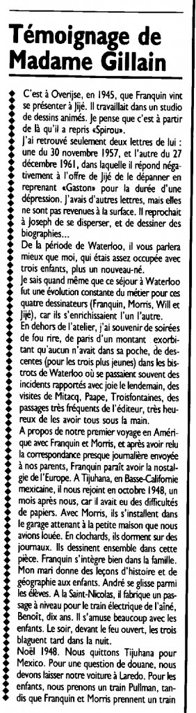 « Et Franquin créa la gaffe », éditions Distri BD-Y. Schlirf 1986, page 43.