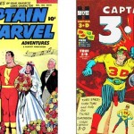 Captain Marvel Adventures n°150 (le dernier numéro datant de novembre 1953) + Captain 3-D n°1 chez Harvey (décembre 1953).
