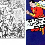 Page de « Silver Spider » +  Captain Marvel Adventures n°1 (mars 1941) par Simon & Kirby.