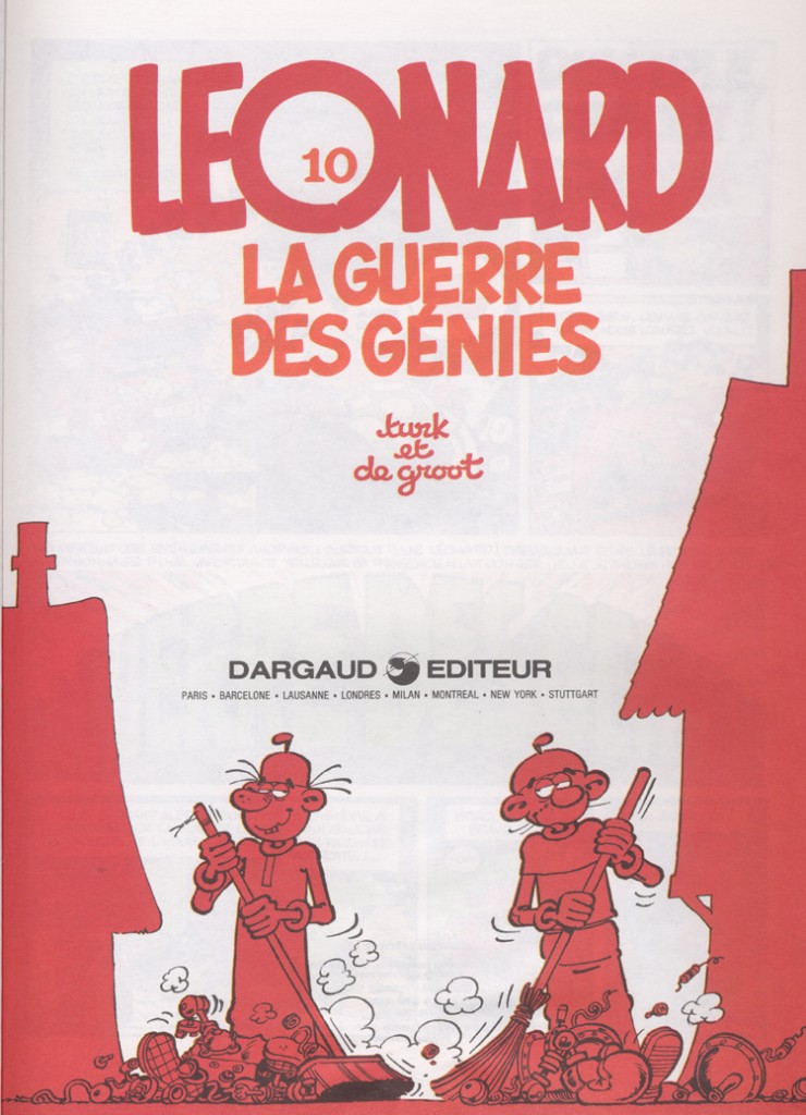 Un exemple de poursuite du gag de couverture : la page de titre de "La guerre des génies" (1983)