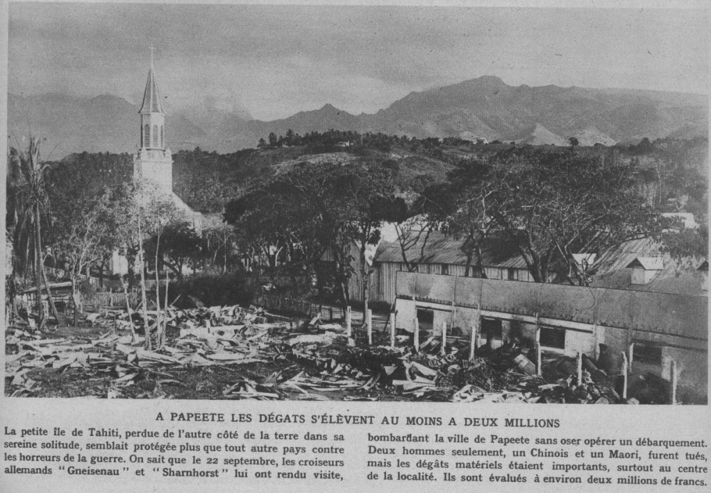 Papeete bombardée (Photos parue en décembre 1914 dans " Le Miroir " n° 54, page 8)