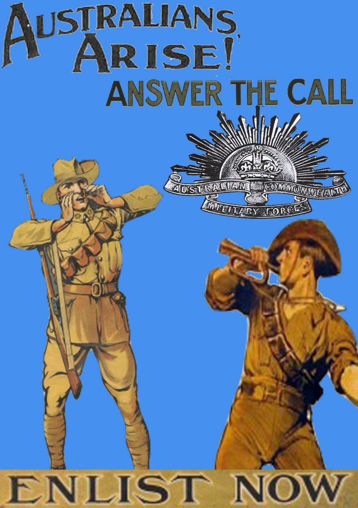 Affiche publicitaire proposant aux Australiens de s'engager pendant la Première Guerre mondiale.