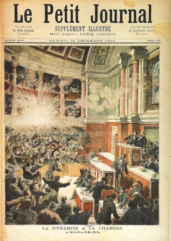 L’attentat d’Auguste Vaillant à la Chambre des députés (9 décembre 1893). Illustration du Petit Journal (23 déc. 1893)