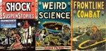 Shock SuspenStories n° 6, Weird Science n° 16 (avec la couverture influençant la série de trading Cards Mars Attacks chez Topps), Frontline Combat n° 14.