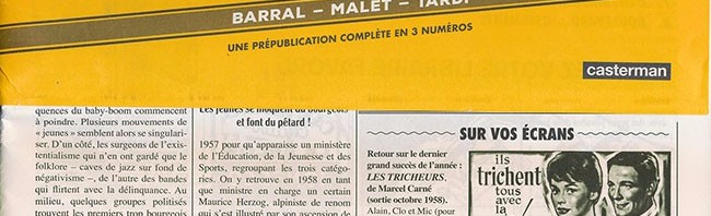 Couv_253801 Présentation du n°1 de Micmac moche au Boul'Mich (N. Barral) : journal de 42 x 29 cm. Avec une demi-jaquette agrafée qui recouvre le périodique plié en deux.