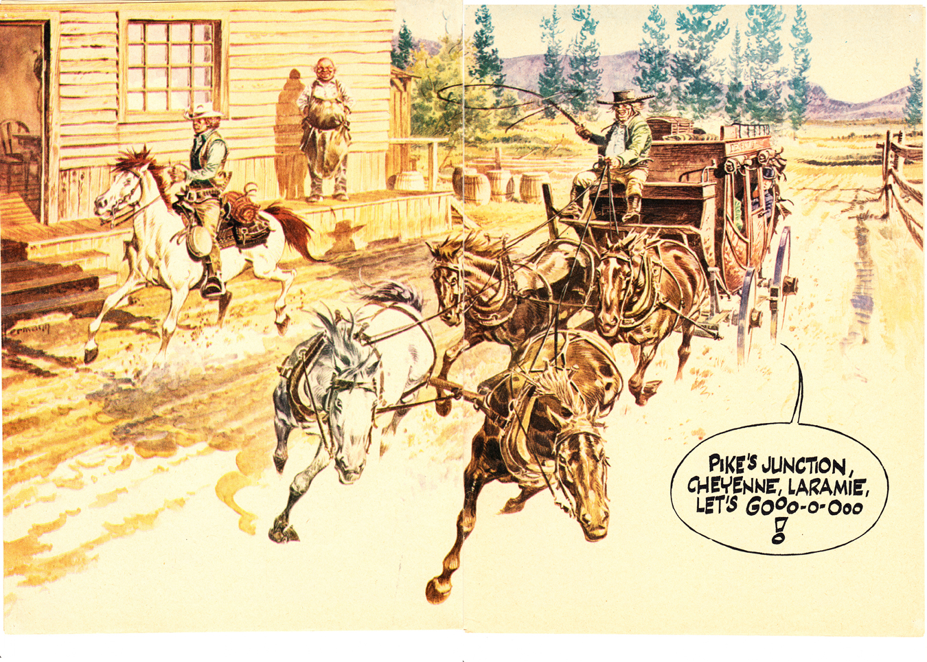 Poster paru dansTintin n°35 le 28 août 1973, à l’occasion de la prépublication de "Le Ciel est rouge sur Laramie"