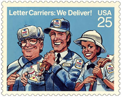 Le timbre dessiné par Jack Davis pour les postes américaines.