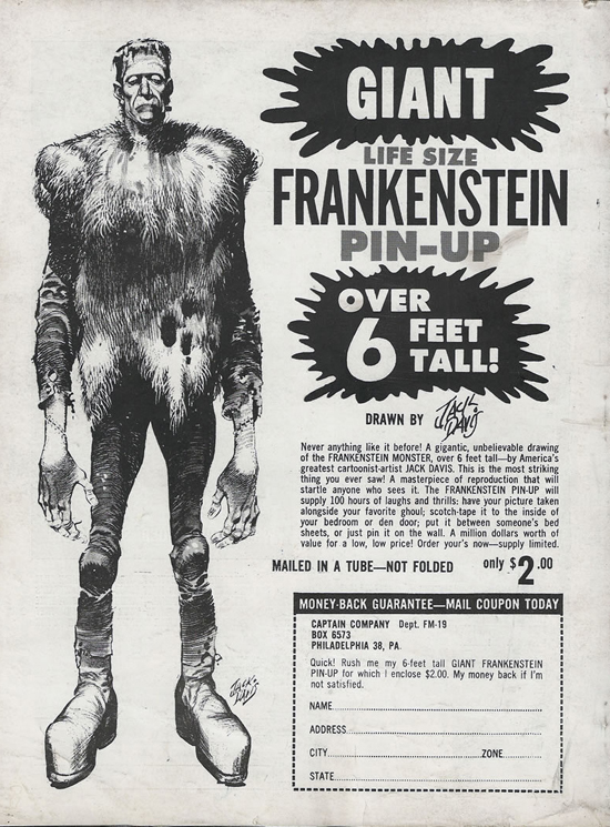 Poster publicitaire du monstre de Frankenstein (Famous Monsters of Filmland n° 18).
