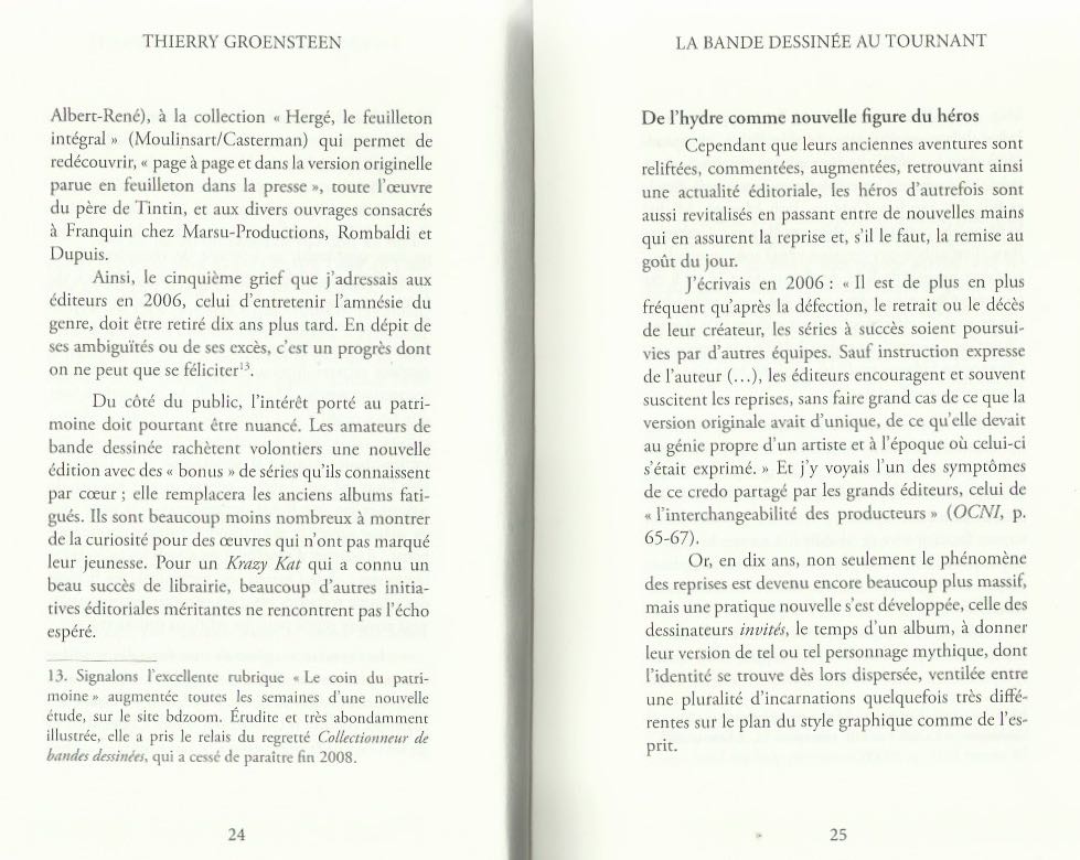 Si on en croit la note en bas de la page 24, Thierry Groensteen apprécie beaucoup notre site, notamment la rubrique « Le Coin du patrimoine ».