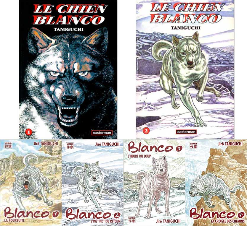 Première et seconde édition de la série « Blanco » dont les couvertures indigentes aux couleurs saturées n'ont pas aidé à sa popularité.