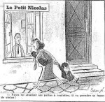 Dessin-gag avec Le Petit Nicolas » dans Le Moustique, en 1954.