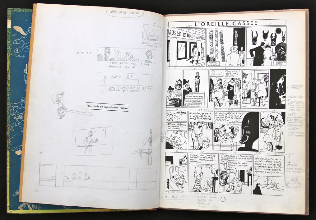 Exceptionnel exemplaire de travail de Hergé (A22).