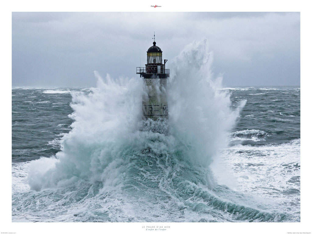 Poster Le phare d'Ar-Men dans la tempête - photo Philip Plisson