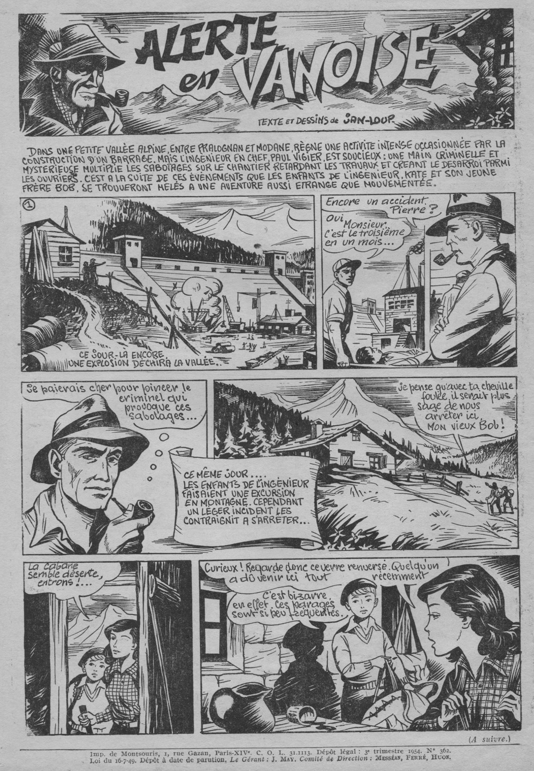 « Alerte en Vanoise », dans Lisette, en 1954 (n° 33).