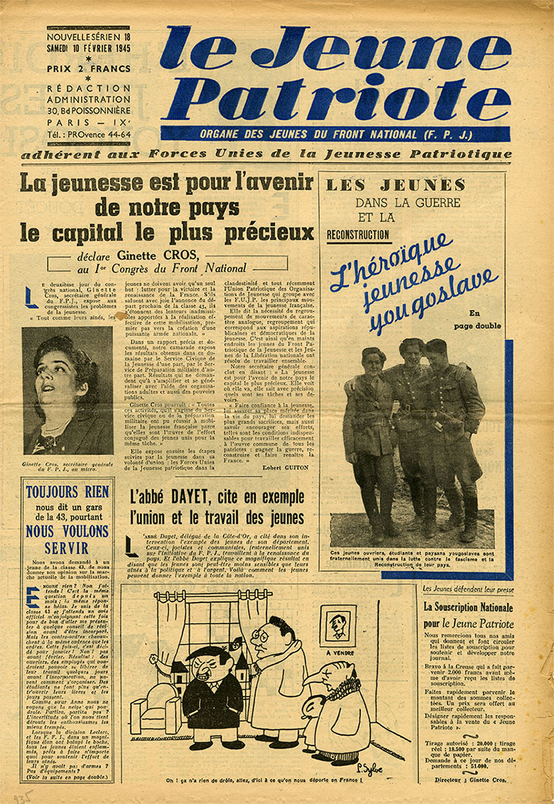 Le Jeune Patriote  n° 18 (février 1945), directrice Ginette Cros.