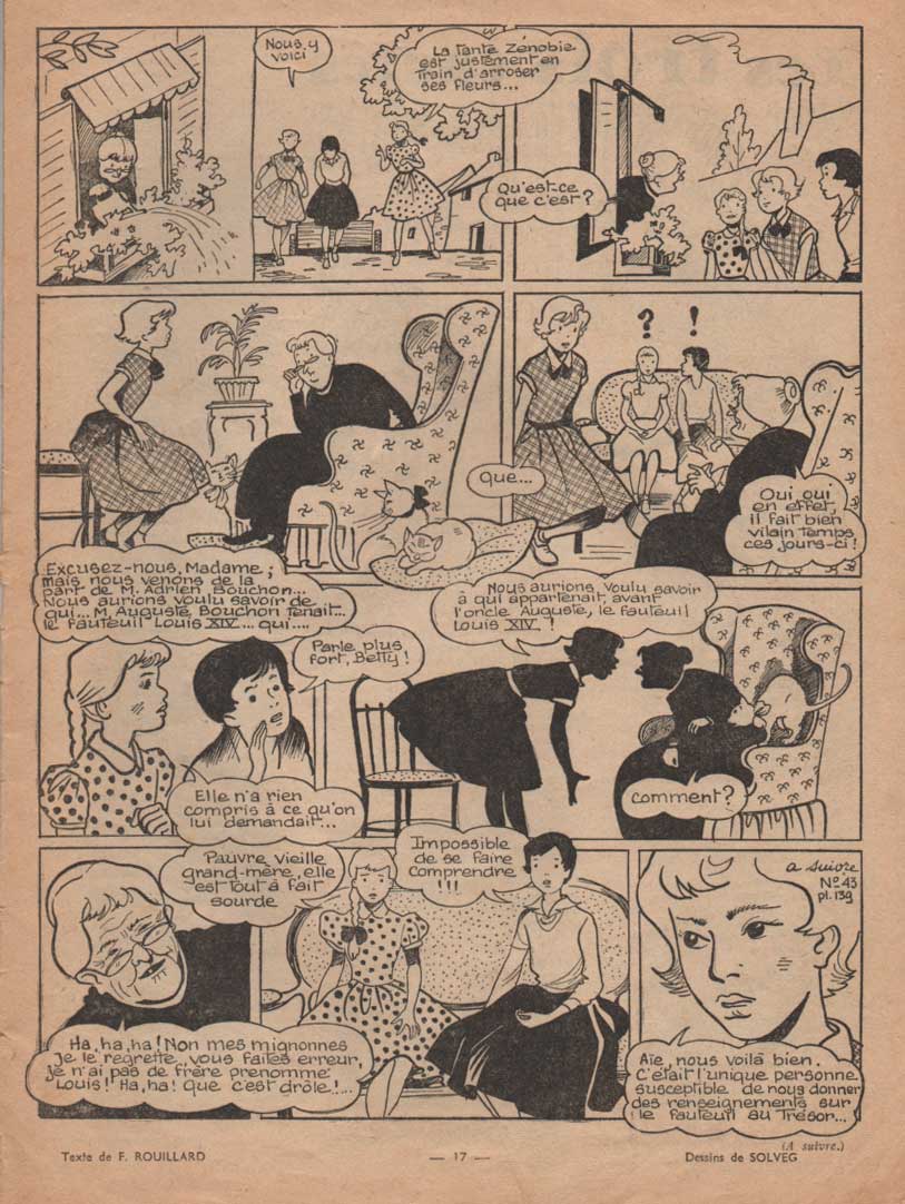 « Betty cherche un trésor » dans Lisette n° 43 (21/10-/1956).