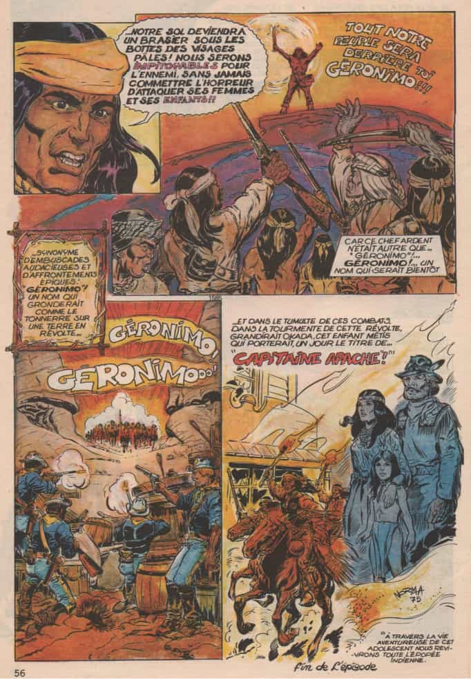 « Capitaine Apache » premier épisode Pif gadget n° 347 (10/1975).