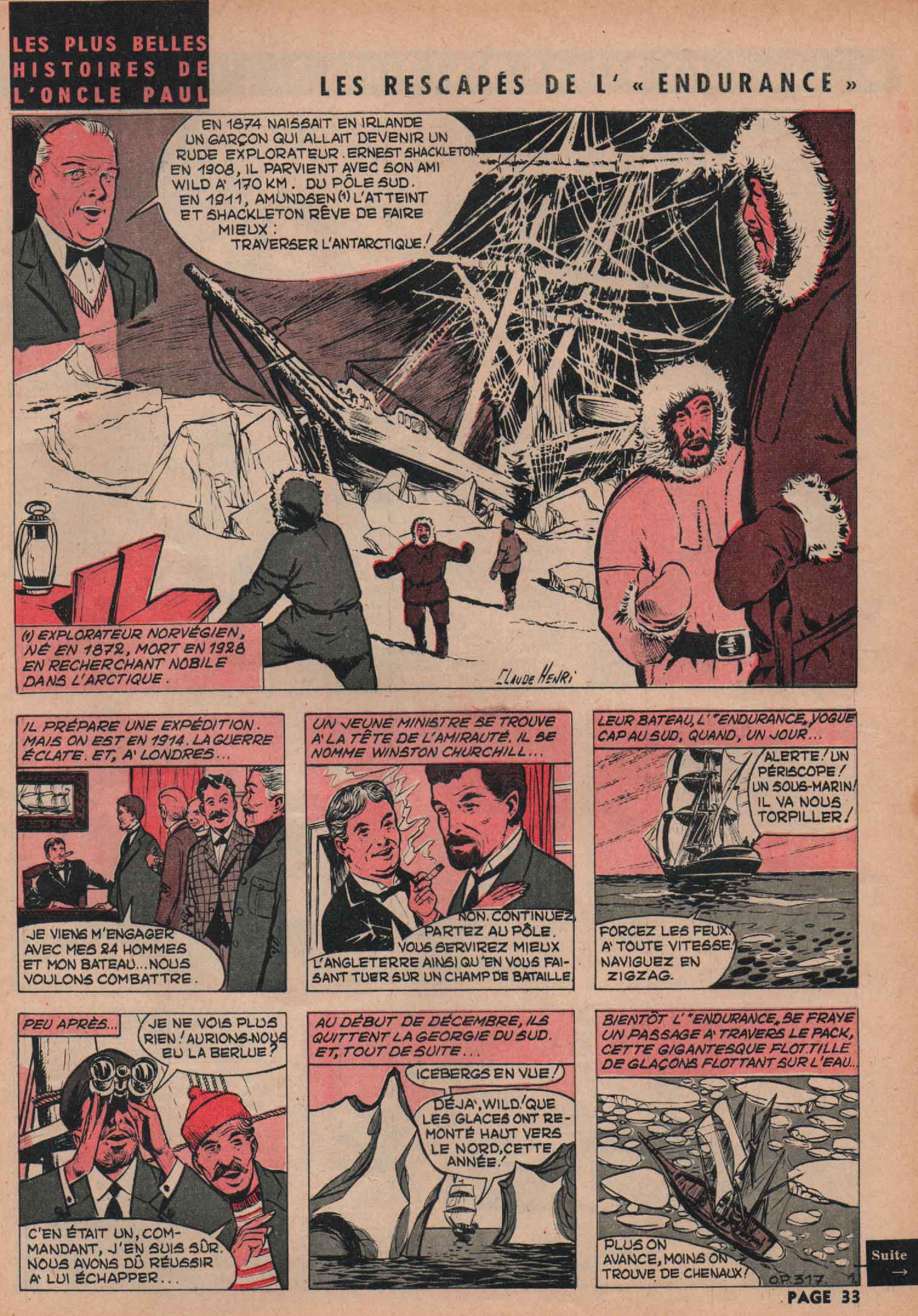 « Oncle Paul : Les Rescapés de L’Endurance » Spirou n° 1203 (04/05/1961).
