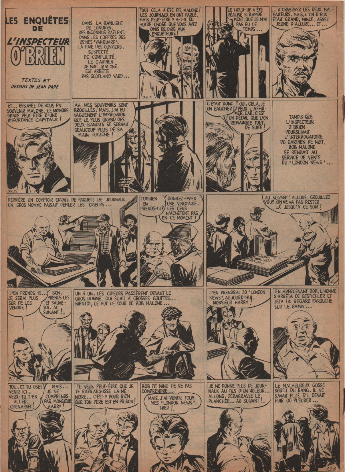 « Les Enquêtes du sergent O’Brien » : L’Invincible n° 123 (1° trimestre 1955).