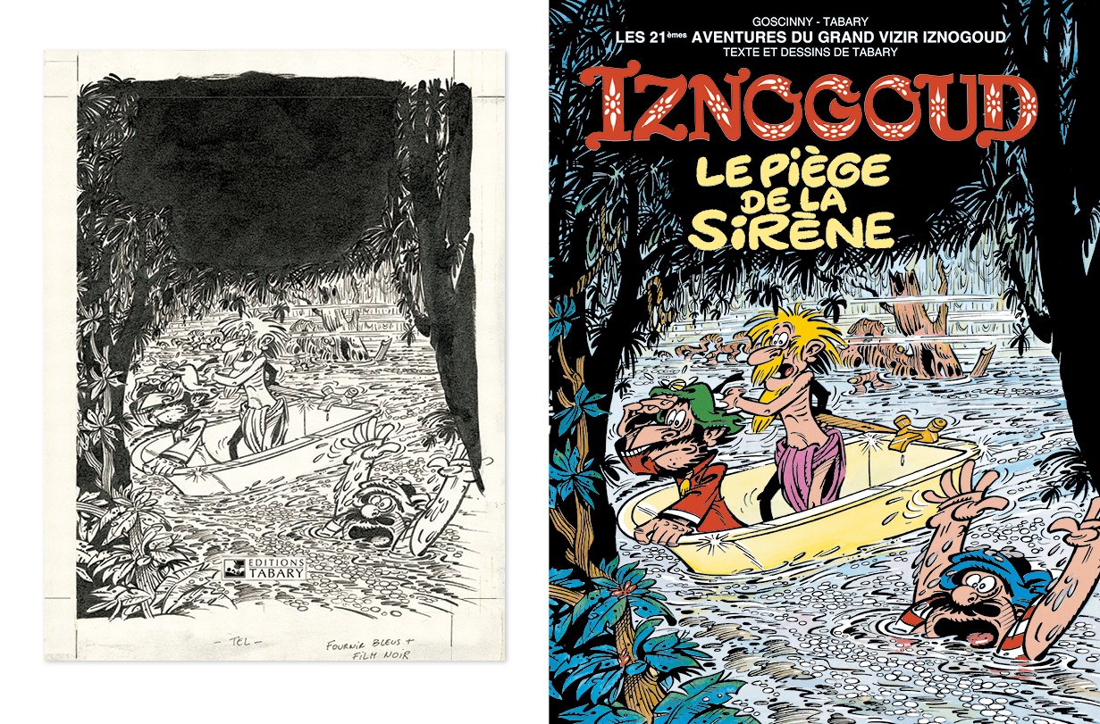 Encrage et couverture publiée pour « Iznogoud T21 : Le Piège de la sirène » (éditions Tabary, 1992).