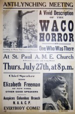 Flyer de la NAACP promouvant la prise de parole d'Elizabeth Freeman en 1916 (note : la photo supérieure est volontairement floutée).