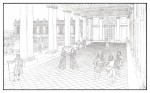 Le Grand Trianon depuis son péristyle (crayonné)