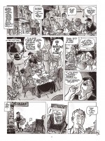 Une planche encrée avec mise au lavis gris.