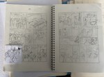 Un extrait (storyboard des planches 12-13) d'un des petits carnets préparatoires de Juillard.